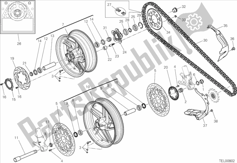 Tutte le parti per il Ruota Anteriore E Posteriore del Ducati Superbike 959 Panigale ABS USA 2019